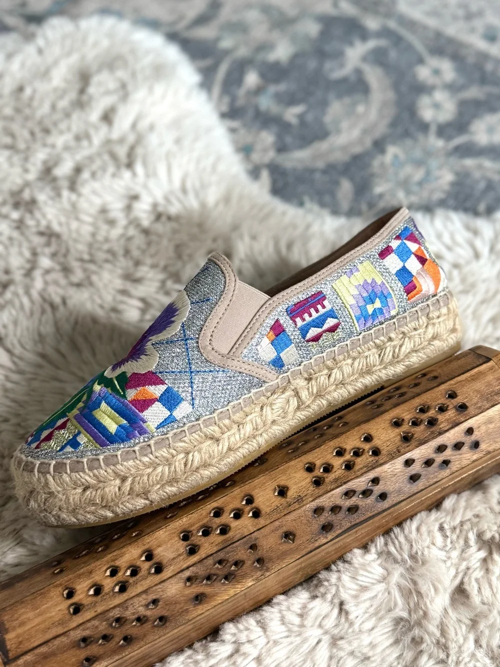 Johnny Was Madrid Embroidered Espadrille Multi side 40 US 9